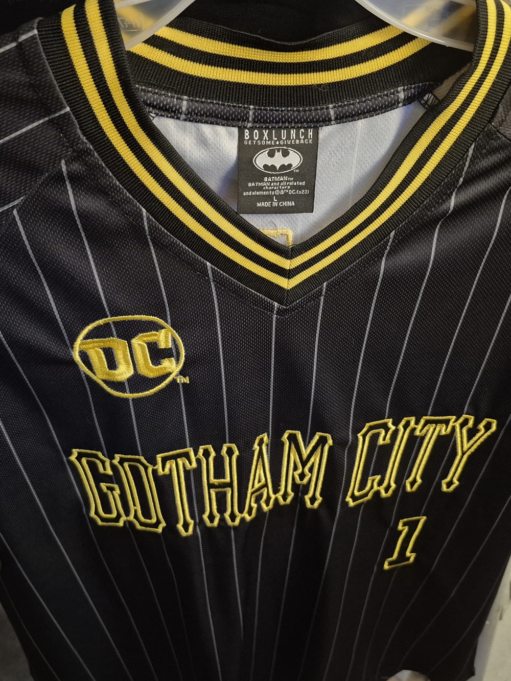 BoxLunch Gotham City Black & Yellow Pinstripe Jersey